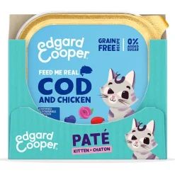Paté Bacalao pollo kitten sin cereales Edgard Cooper 16×85 g