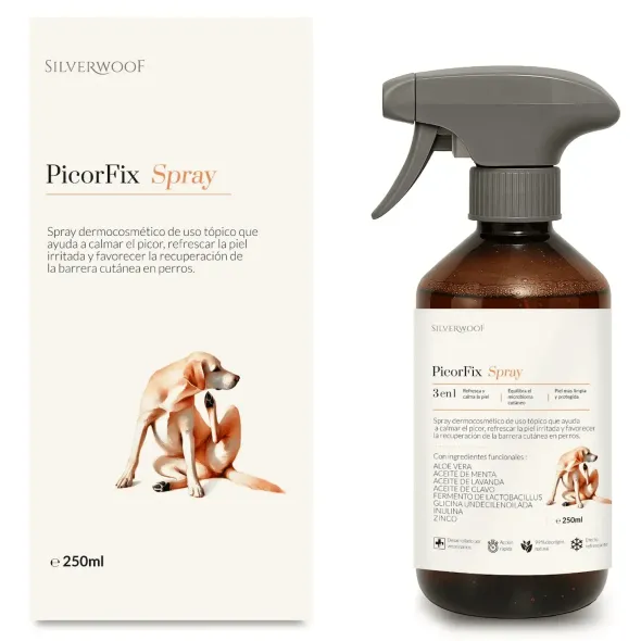 PicorFix Spray para Perros | Alivio del Picor y Cuidado de la Piel | Silverwoof 250 ml