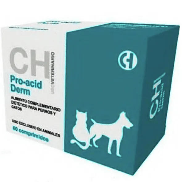 Pro Acid Derm caída pelo perros gatos 60 comprimidos