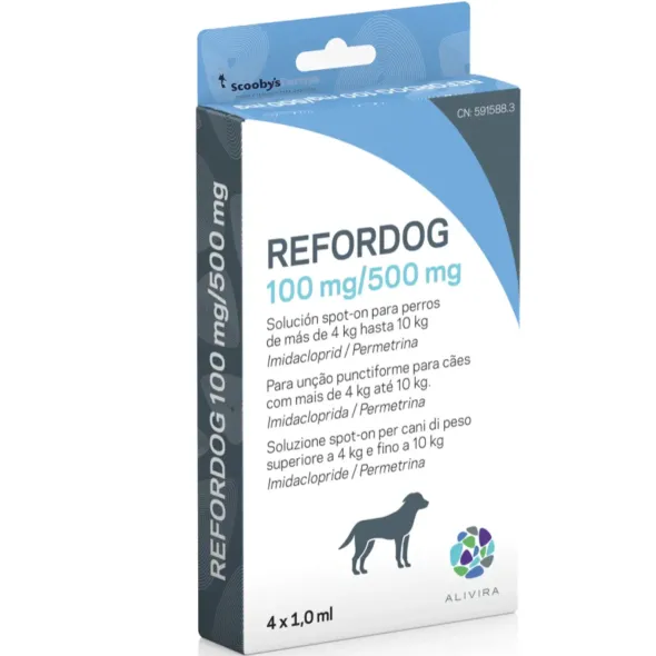 REFORDOG Pipetas antiparasitarias para perros | Protección completa contra pulgas, garrapatas y mosquitos, 4 pipetas