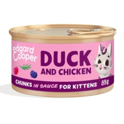 Trocitos Pato Pollo kitten sin cereales Edgard Cooper 18×85 g
