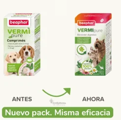 VERMIpure antiparasitario interno natural perros 50 comprimidos perros pequeños y cachorros