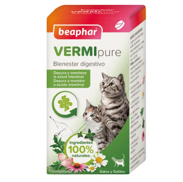 VERMIPURE gatos Antiparasitario INTERNO Natural 50 comprimidos