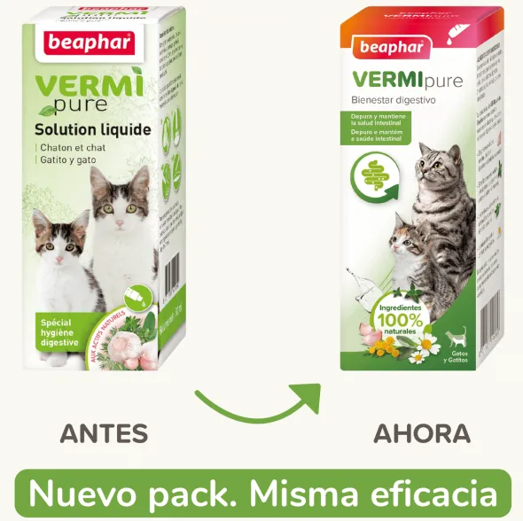 VermiPure Gatos Líquido Antiparasitario INTERNO Natural 50 ml