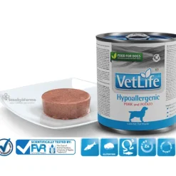 Vet Life Hypoallergenic lata CERDO y patata alergias perros 6×300 g